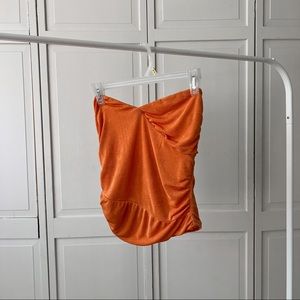 Revolve Superdown Orange Wrap Bustier Top